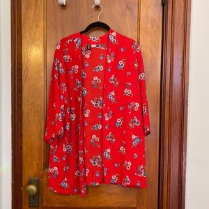 H&M Divided Red Floral Kimono